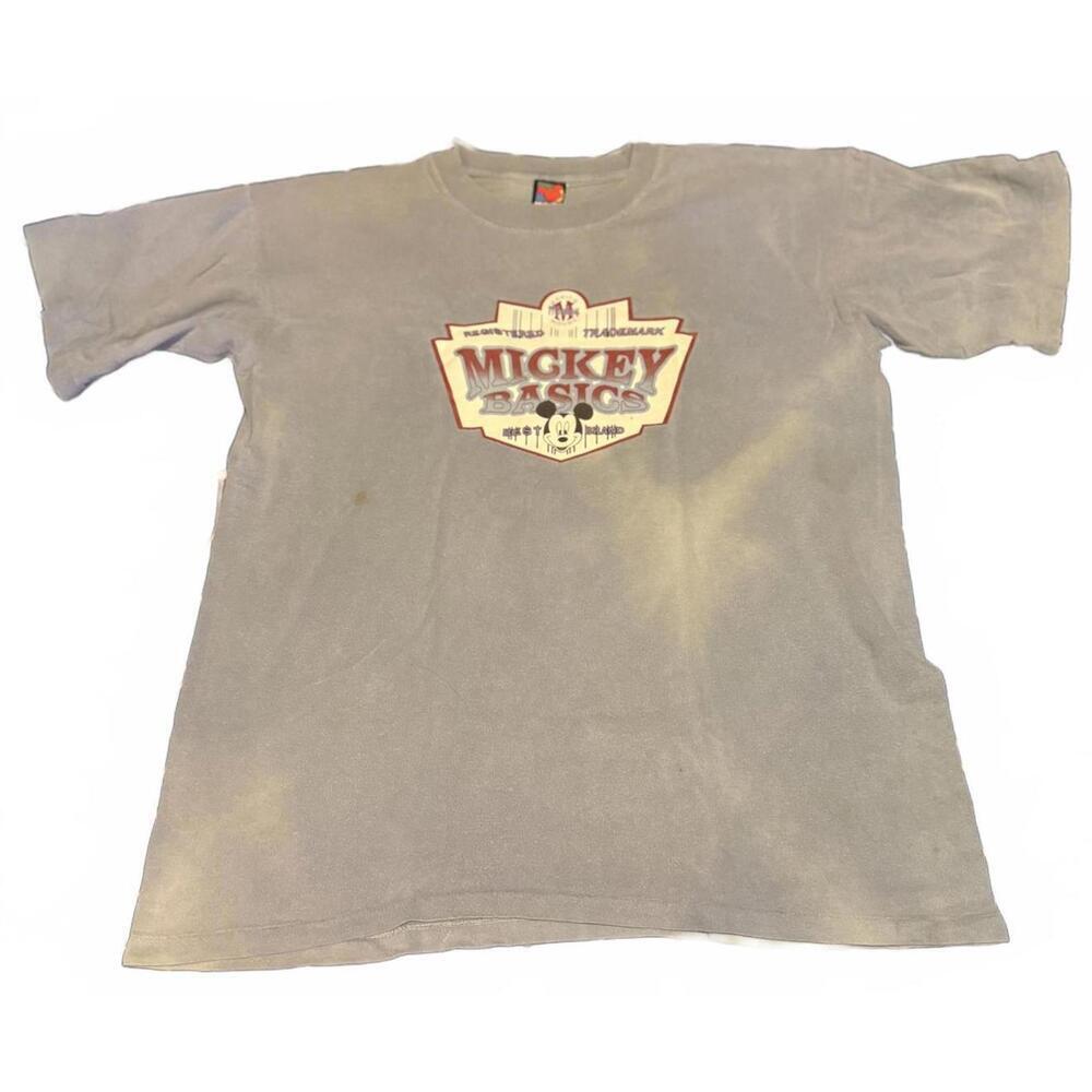 Vintage Mickey Basics Disney T Shirt Blue Gray Logo Graphic Tee Large